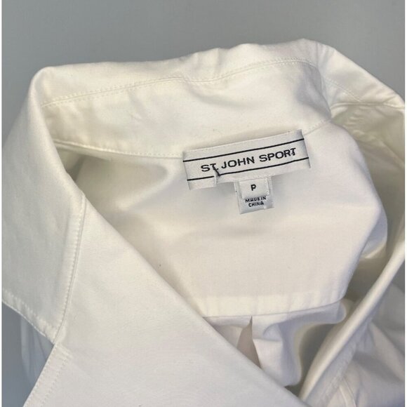 ST. John Sport Tunic Blouse White Convertible Sleeves Gold Button Detail SMALL - Picture 9 of 9